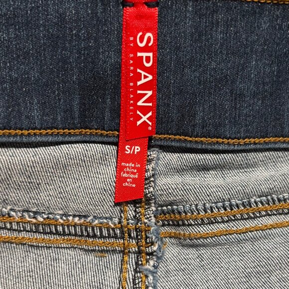Spanx Distressed Denim Ankle Leggings Raw Hem Medium Wash Size S - Picture 9 of 11